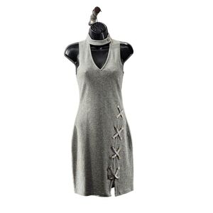 DEREK LAM 10 CROSBY Gray Ribbed Mini  Dress, size XS
